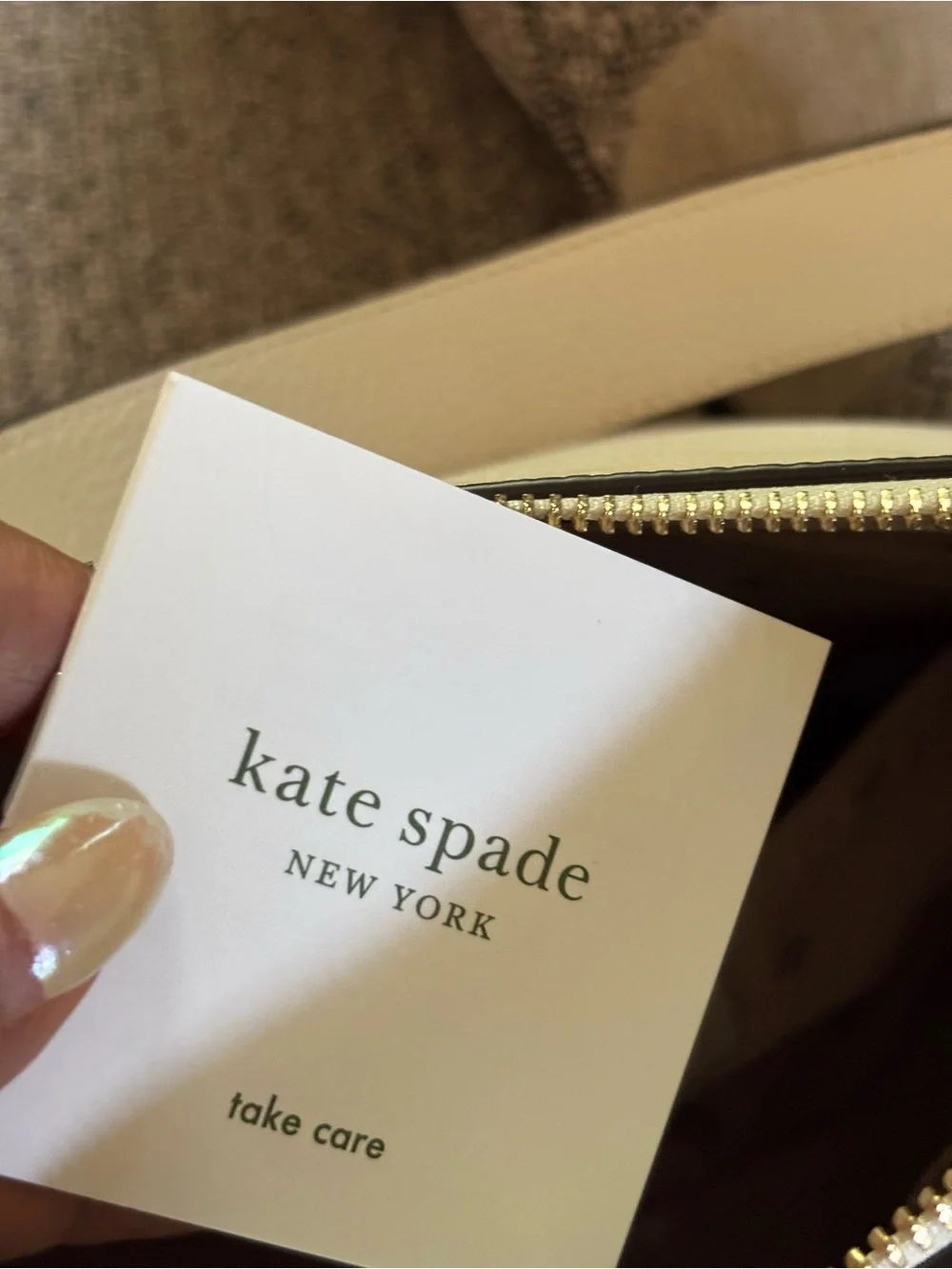 kate spade Cream Pebbled Leather Shoulder Bag with Gold Hardware